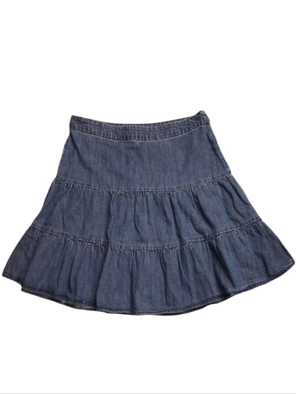 GAP Y2K Tiered Flounce Blue Denim Skirt SZ 2